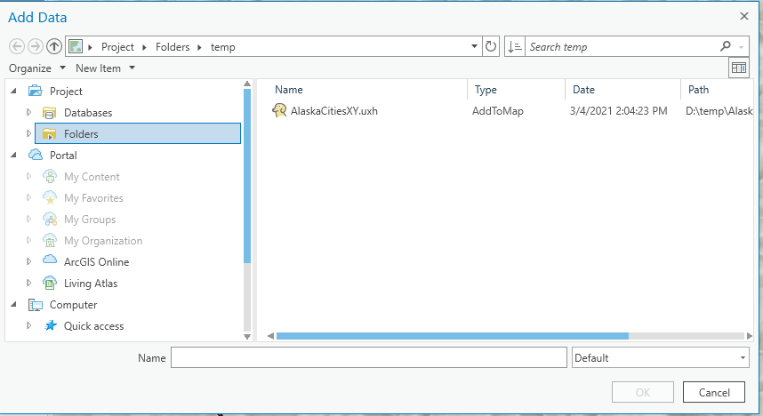 Add Data browse dialog with custom item Custom Item AddToMap