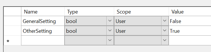 Application Settings Settings